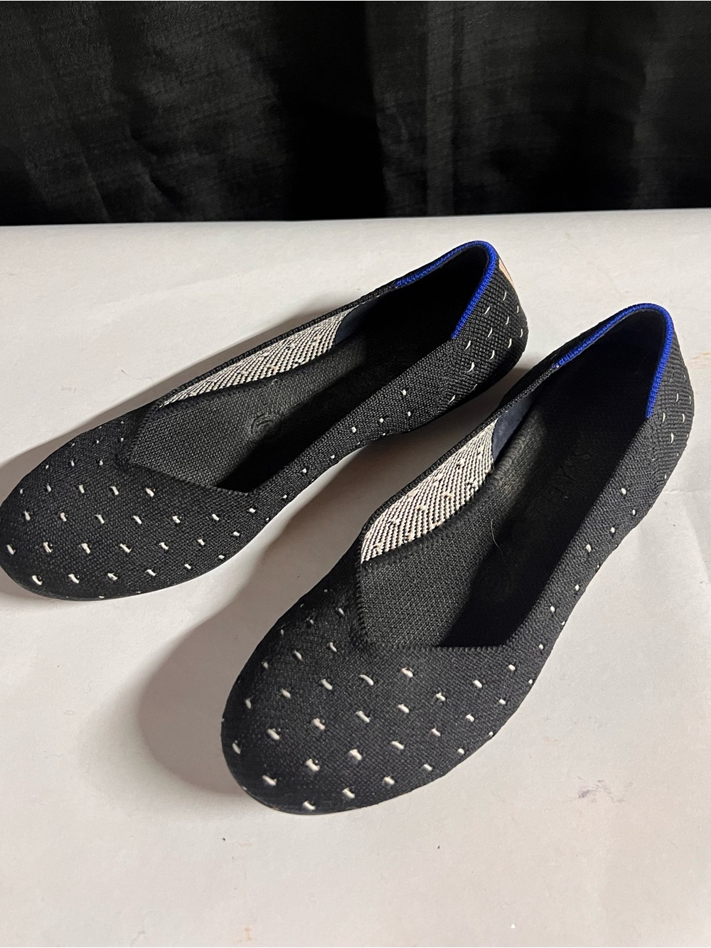 Rothy’s Black Dotted Ballet Flats. Size 7